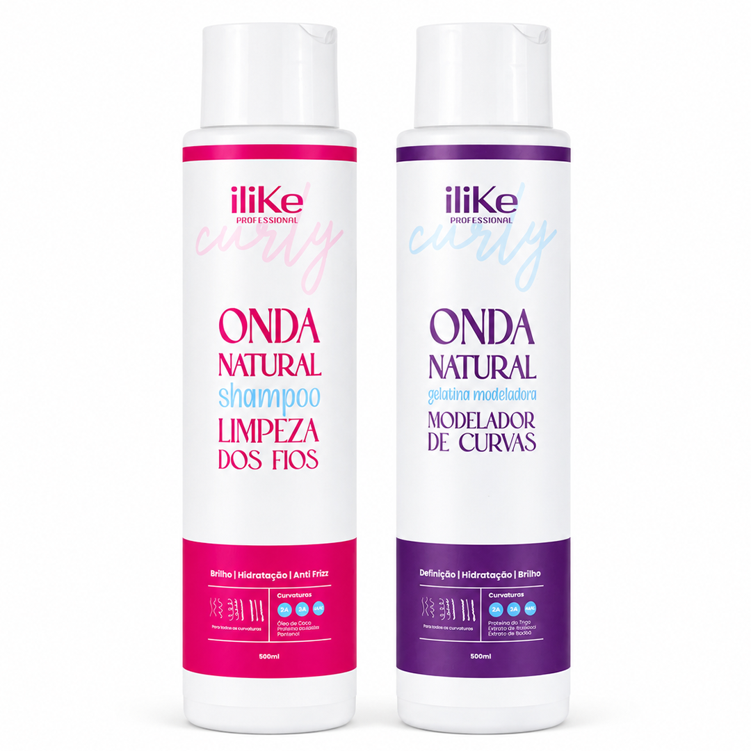 Onda Natural Kit Shampoo Limpeza 500ml + Gelatina Modeladora 500ml