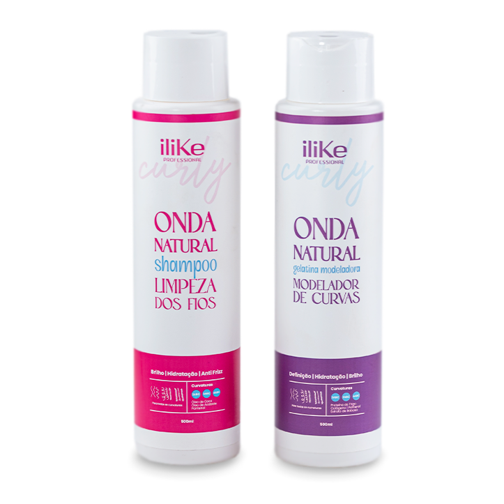 Onda Natural Kit Shampoo Limpeza 500ml + Gelatina Modeladora 500ml
