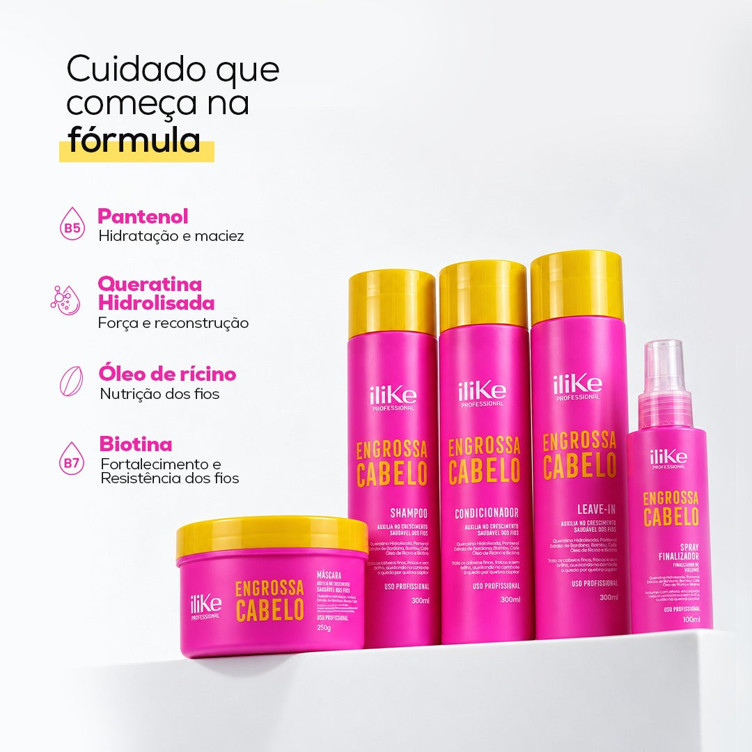 Engrossa Cabelo Kit Completo - 5 Produtos