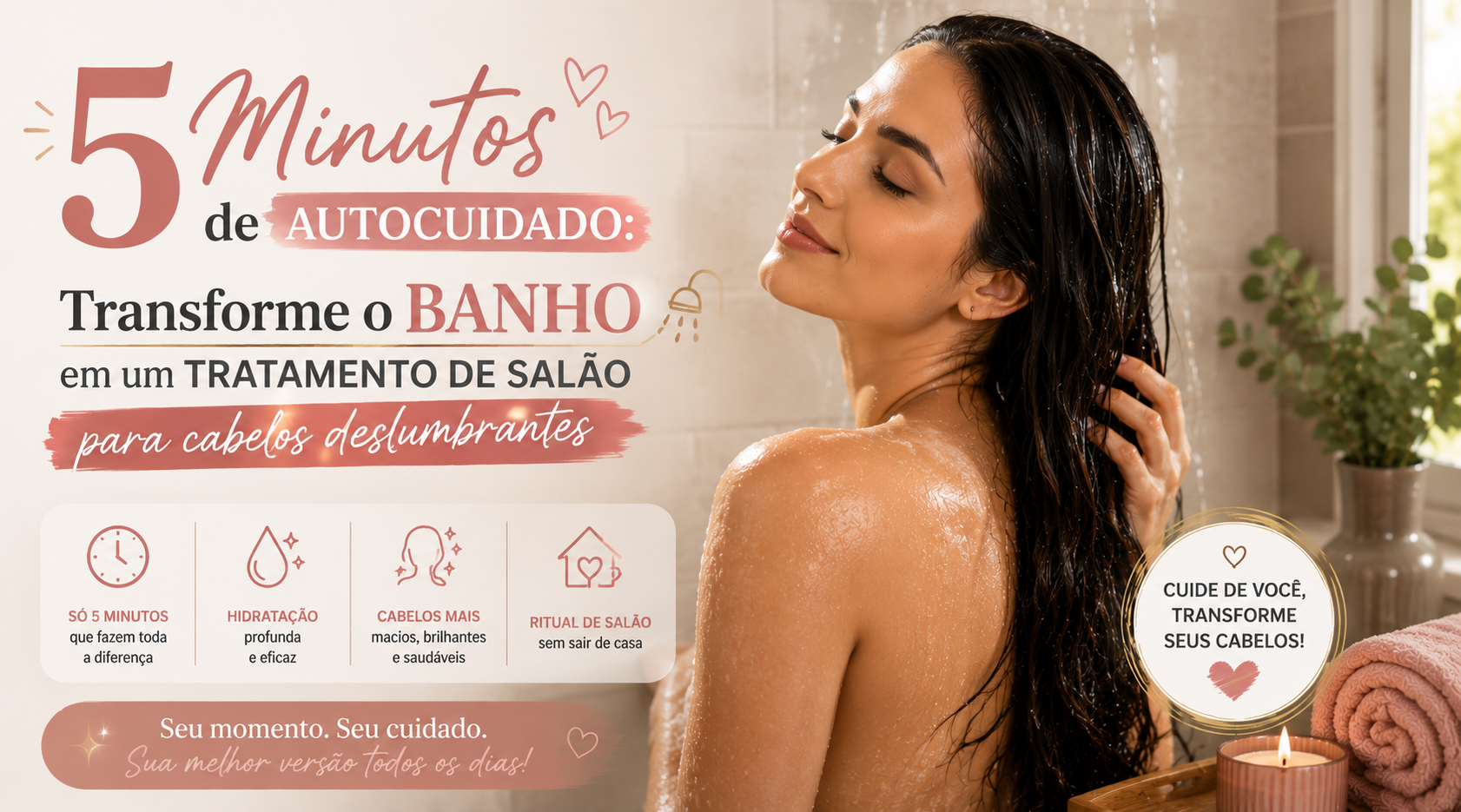 5 Minutos de Autocuidado: Transforme o Banho em um Tratamento de Salão para Cabelos Deslumbrantes