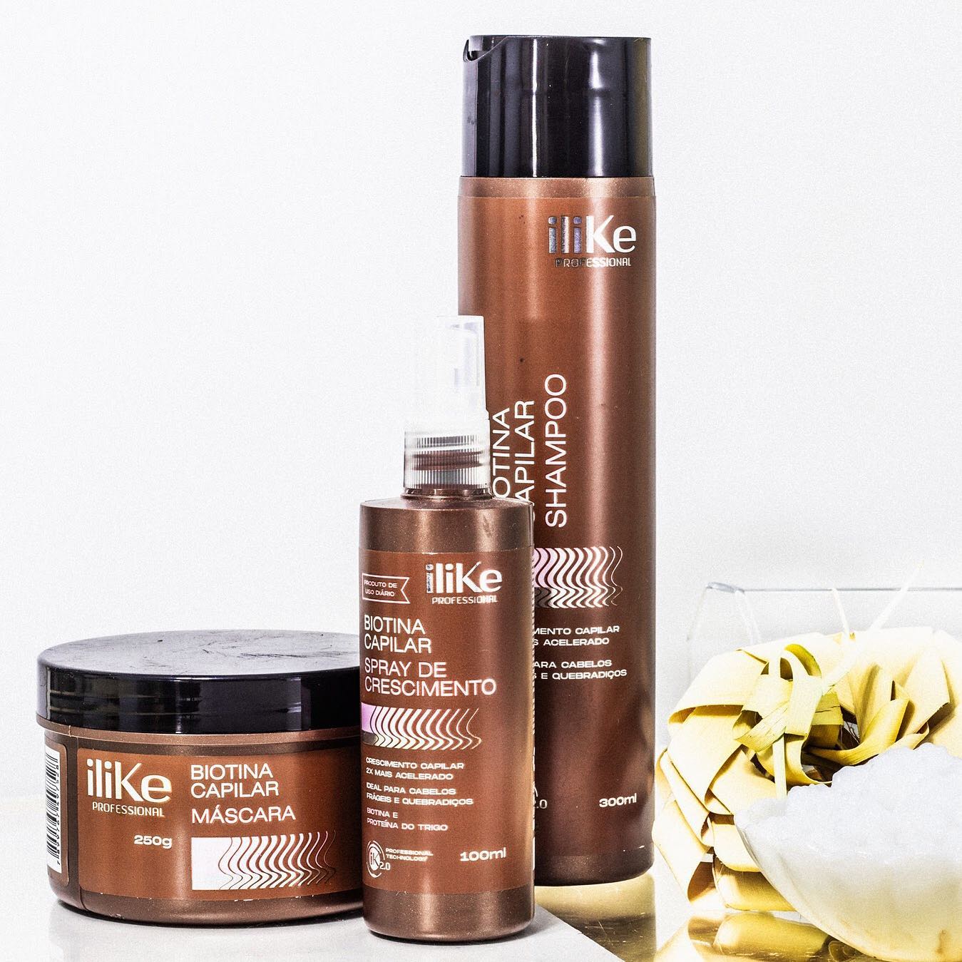 ILike Biotina Capilar Tratamento Cresce e Fortalece Cabelo - 03 Produtos