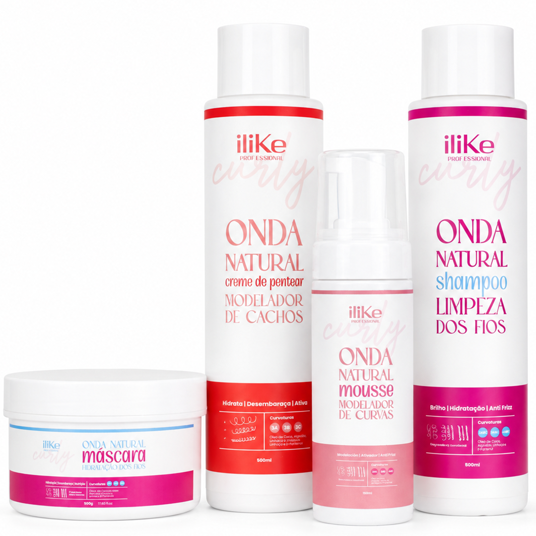 Onda Natural Kit - Shampoo + Mouse Modelador + Máscara Hidratante + Creme de Pentear 3ABC