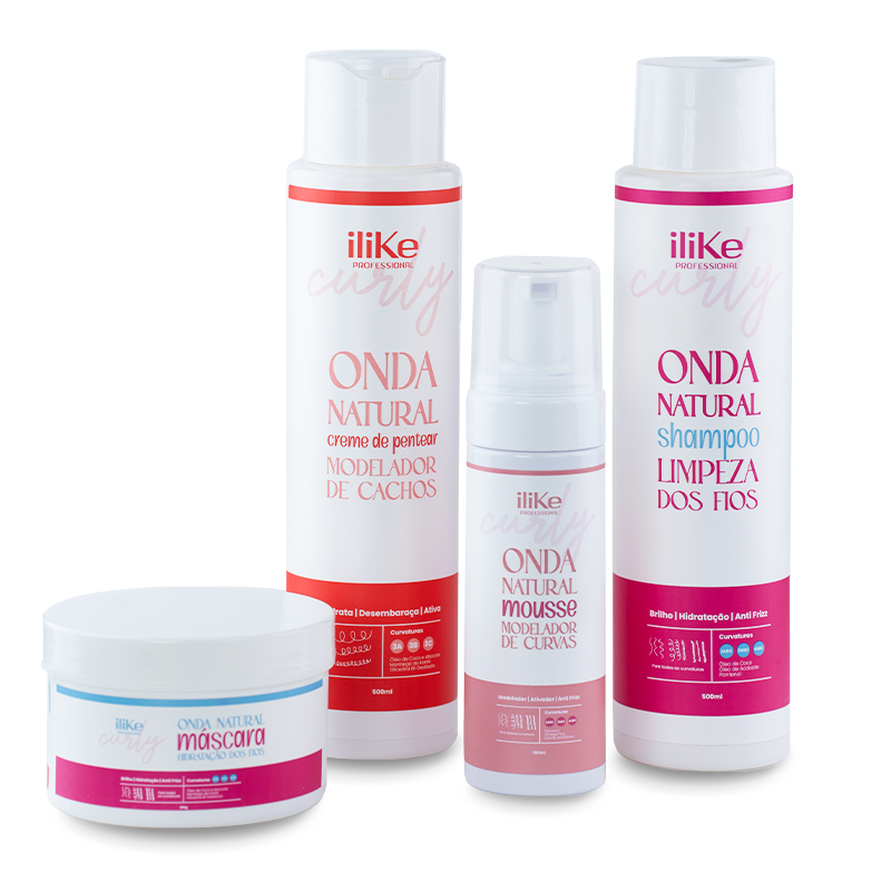 Onda Natural Kit - Shampoo + Mouse Modelador + Máscara Hidratante + Creme de Pentear 3ABC