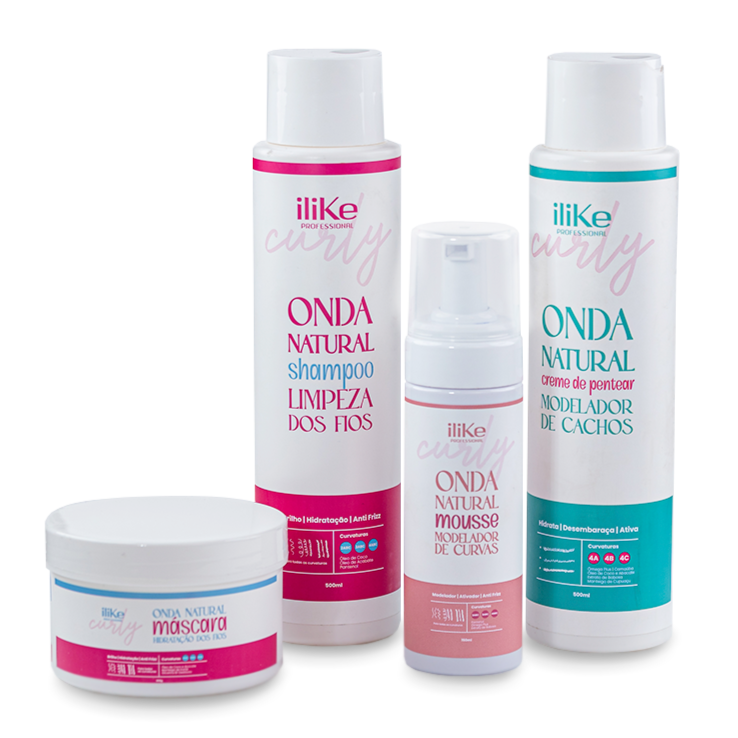 Onda Natural Kit - Shampoo + Mouse Modelador + Máscara Hidratante + Creme de Pentear 4ABC
