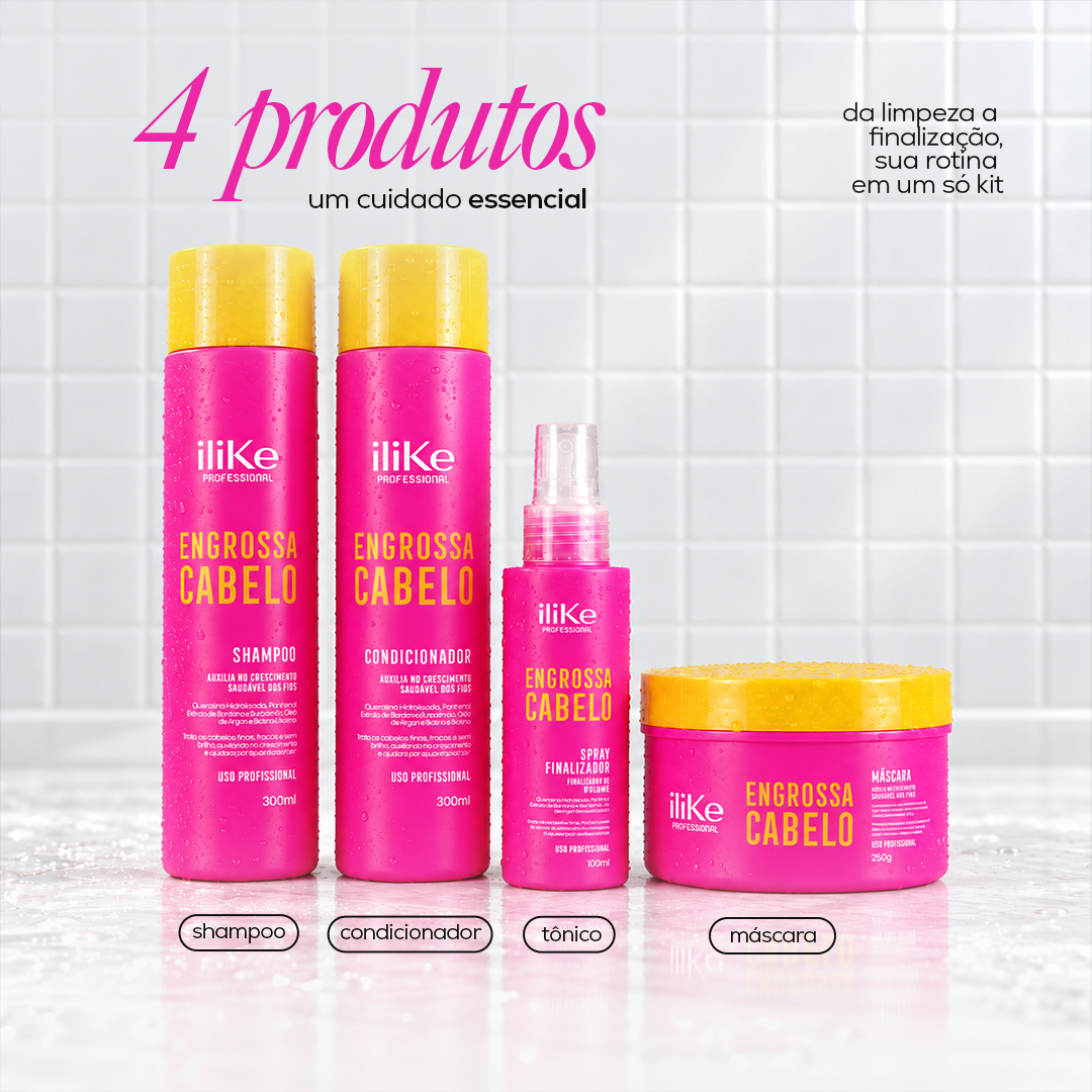 Engrossa Cabelo Kit - 4 Produtos