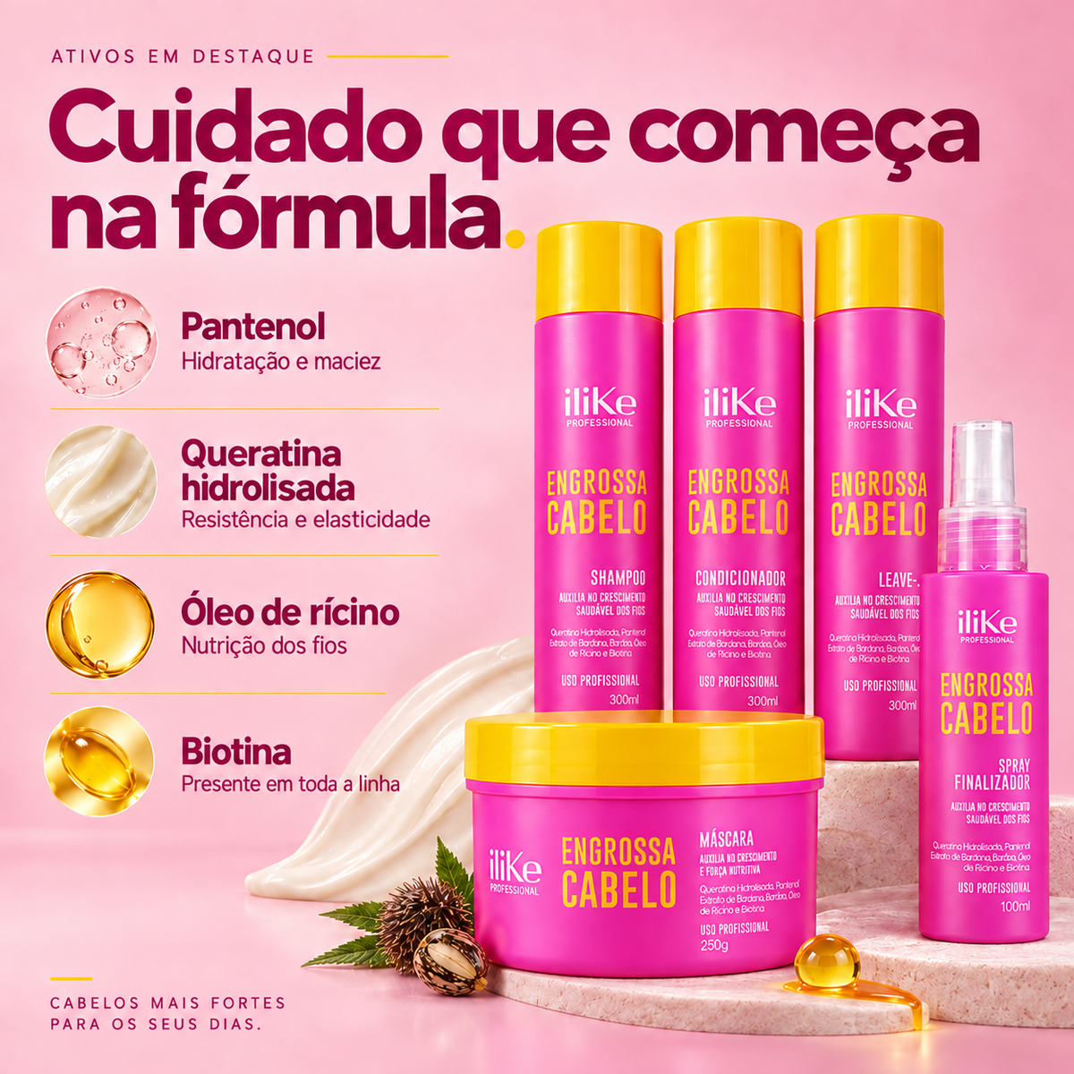 Engrossa Cabelo Kit Completo - 5 Produtos