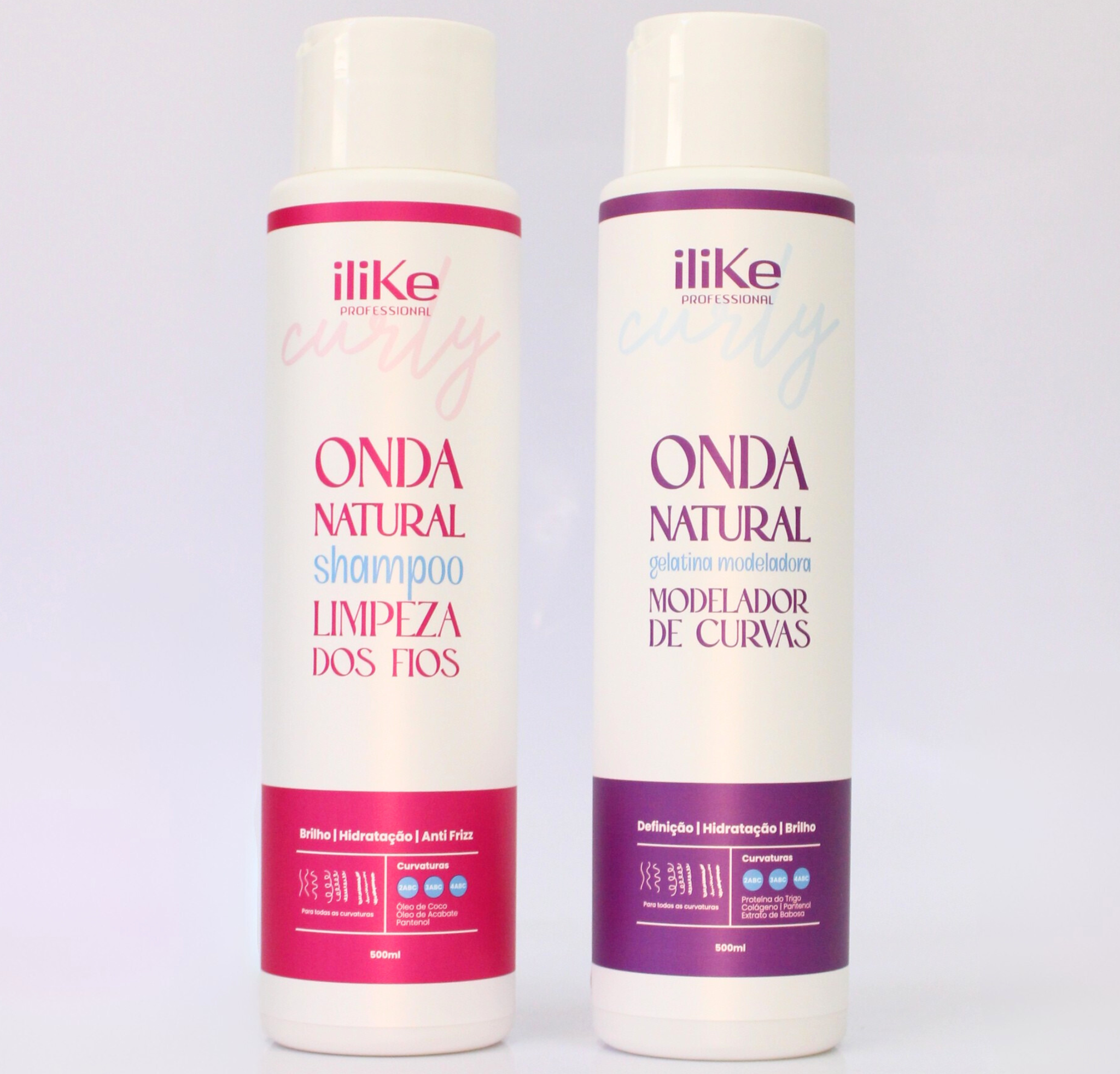 iLike Onda Natural Kit Shampoo Limpeza 500ml + Gelatina Modeladora 500ml